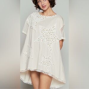 161 - POL Cream Star Embellished Tunic